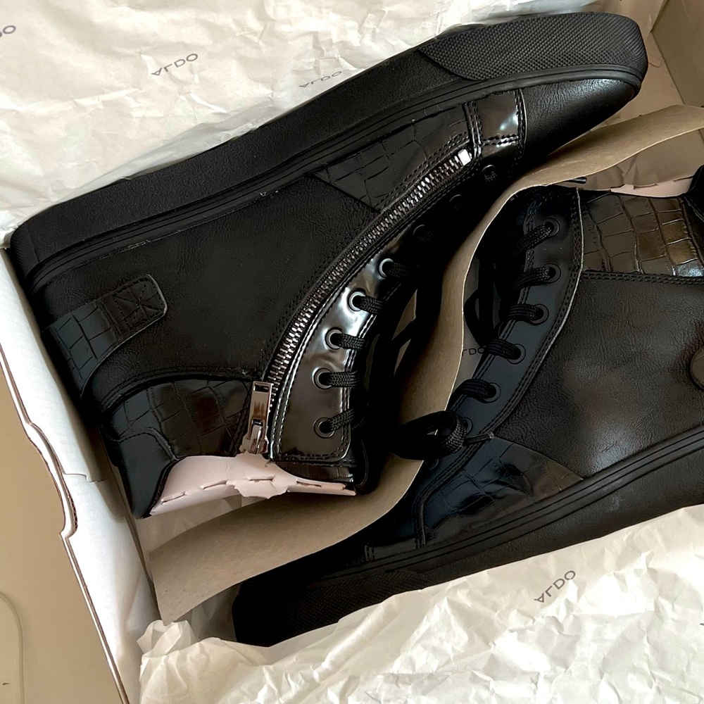 Black leather high tops by ALDO
